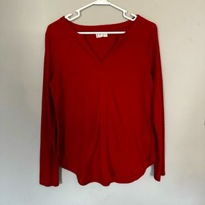 Red V-neck sweater